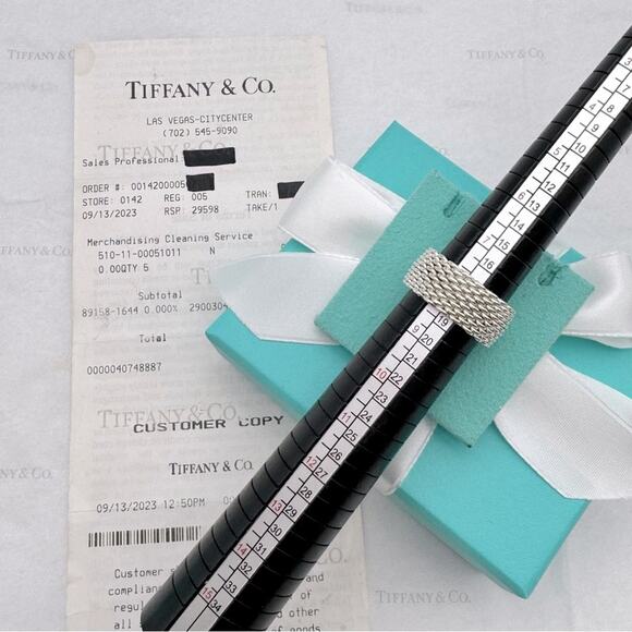 New Tiffany & Co. Somerset Mesh Ring Band Unisex Sterling Silver Size 7.5 W/ Box - Picture 3 of 11
